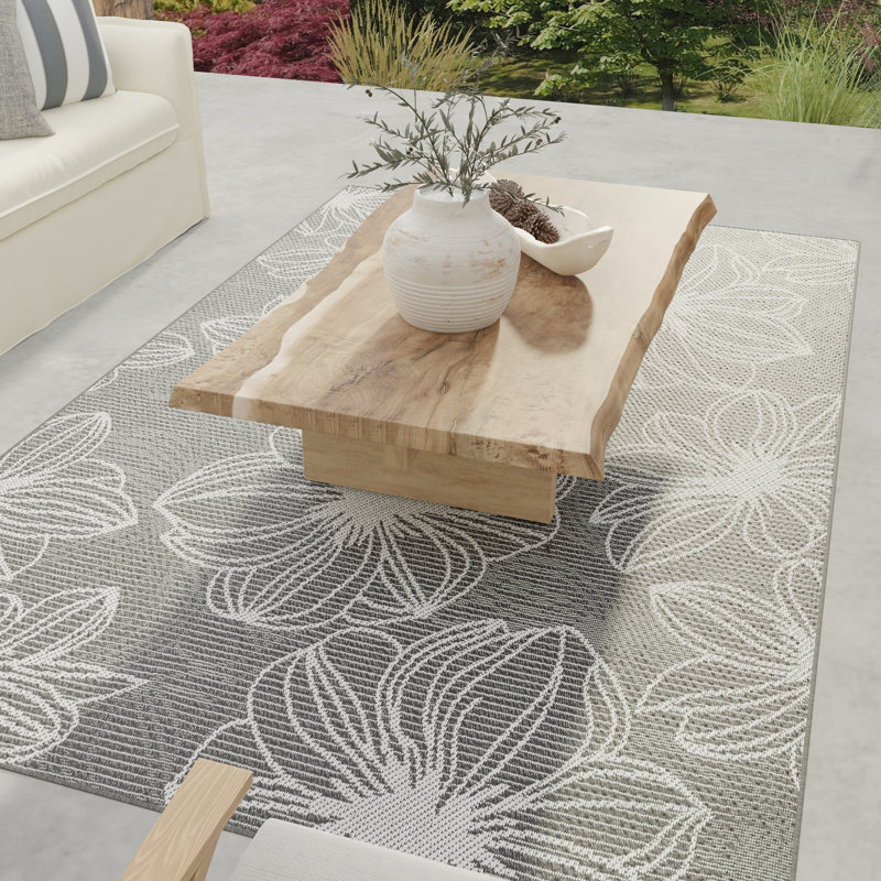 Lark Manor Rosmunda Hand Loomed Gray/White Indoor/Outdoor Rug & Reviews